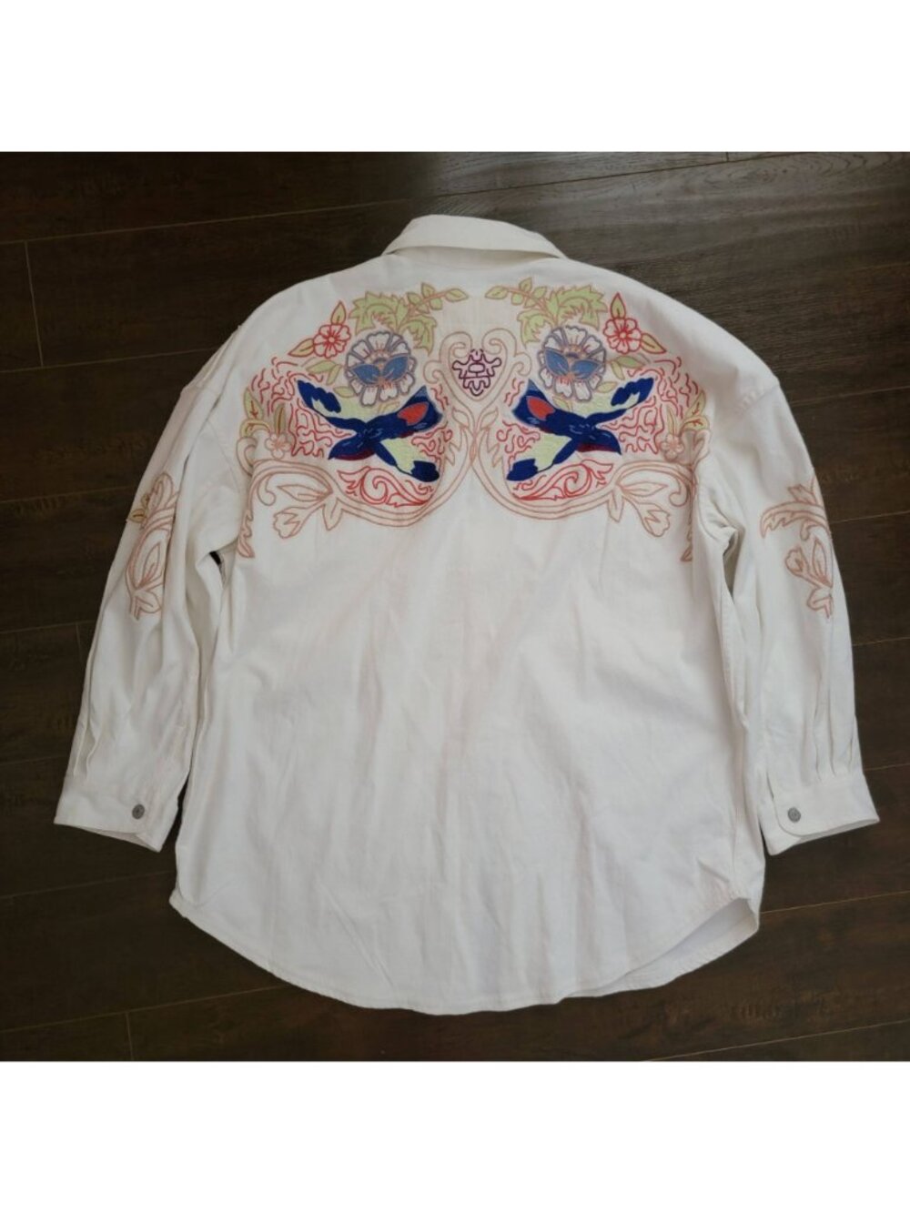 Free People Take Flight Embroidered Shirt Boho Chic Hippie Festival Womens L - Picture 3 of 8